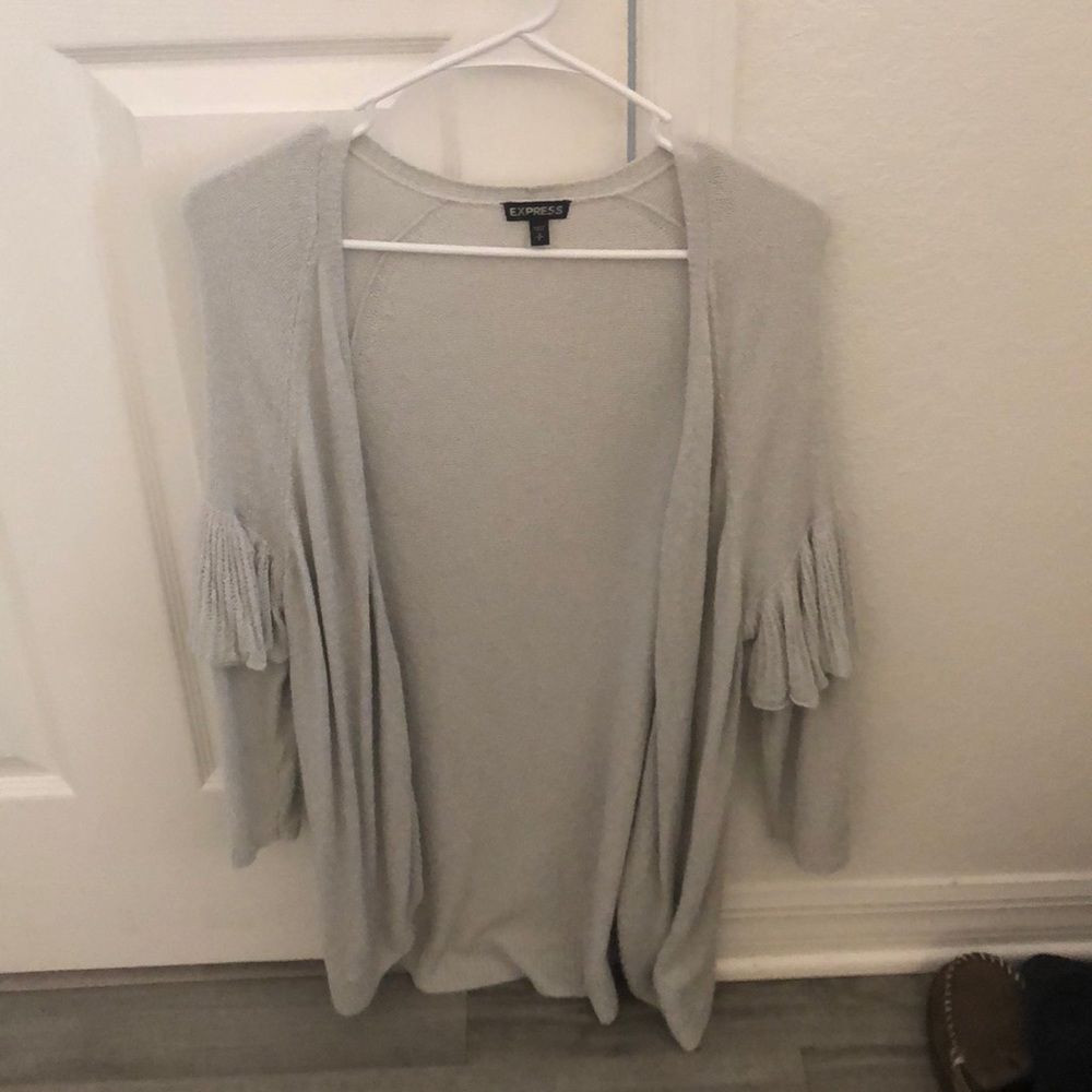 Express grey long open cardigan small